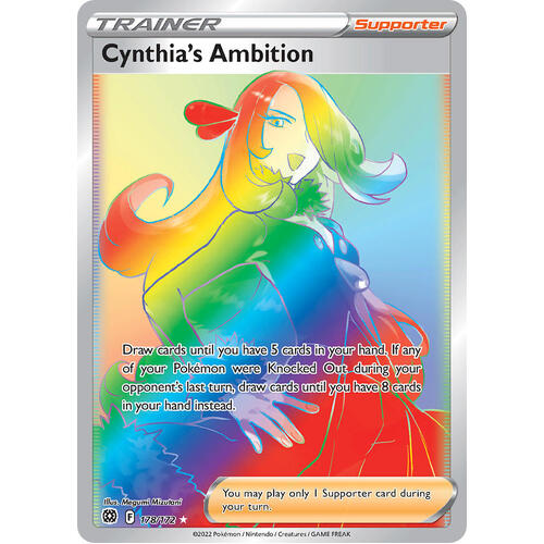 Cynthia's Ambition 178/172 SWSH Brilliant Stars Full Art Holo Hyper Rainbow Rare Pokemon Card NEAR MINT TCG