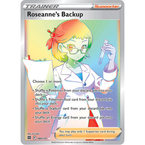 Roseanne's Backup 180/172 SWSH Brilliant Stars Full Art Holo Hyper Rainbow Rare Pokemon Card NEAR MINT TCG