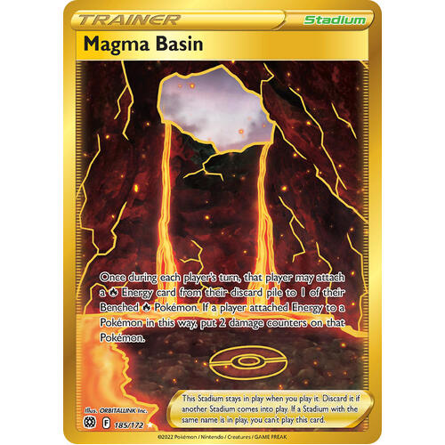 Magma Basin 185/172 SWSH Brilliant Stars Full Art Holo Secret Rare Pokemon Card NEAR MINT TCG