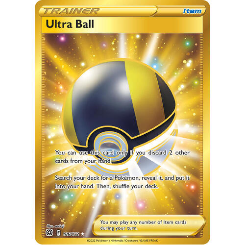 Ultra Ball 186/172 SWSH Brilliant Stars Full Art Holo Secret Rare Pokemon Card NEAR MINT TCG