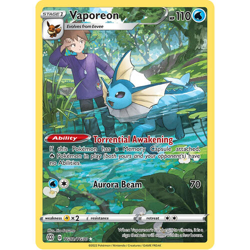 Vaporeon 2/30 SWSH Brilliant Stars Trainer Gallery Holo Ultra Rare Pokemon Card NEAR MINT TCG