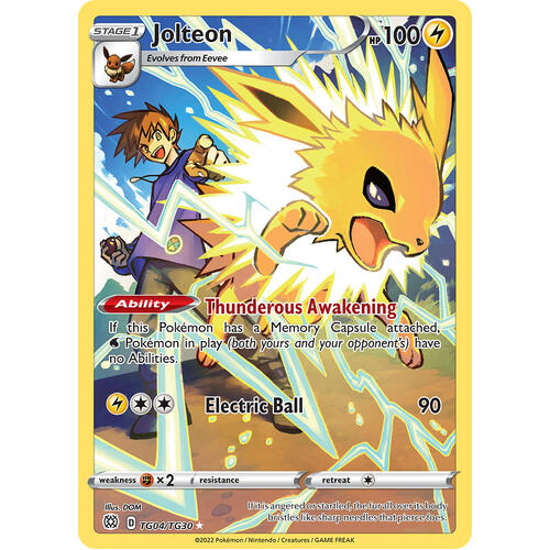 Jolteon 4/30 SWSH Brilliant Stars Trainer Gallery Holo Ultra Rare Pokemon Card NEAR MINT TCG