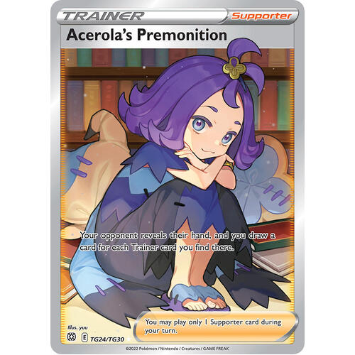 Acerola's Premonition 24/30 SWSH Brilliant Stars Trainer Gallery Full Art Holo Ultra Rare Pokemon Card NEAR MINT TCG