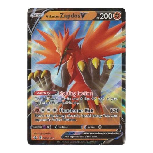 Galarian Zapdos V 80/198 SWSH Chilling Reign Holo Ultra Rare Pokemon Card NEAR MINT TCG