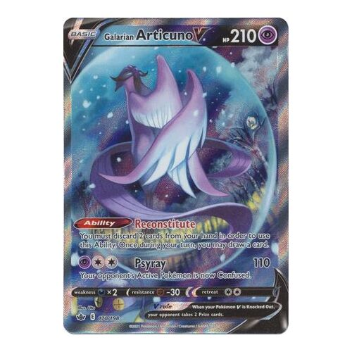 Galarian Articuno V 170/198 SWSH Chilling Reign Full Art Holo Ultra Rare Pokemon Card NEAR MINT TCG