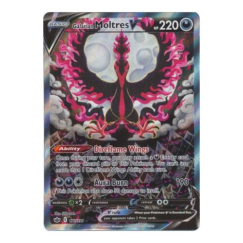 Galarian Moltres V 177/198 SWSH Chilling Reign Full Art Holo Ultra Rare Pokemon Card NEAR MINT TCG