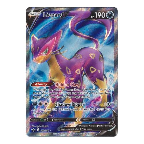 Liepard V 180/198 SWSH Chilling Reign Full Art Holo Ultra Rare Pokemon Card NEAR MINT TCG