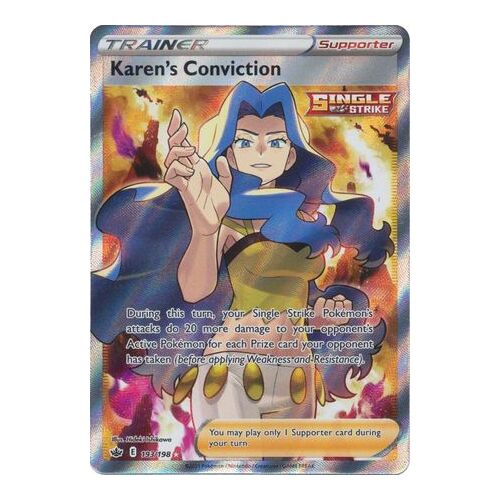 Karen's Conviction 193/198 SWSH Chilling Reign Full Art Holo Ultra Rare Pokemon Card NEAR MINT TCG