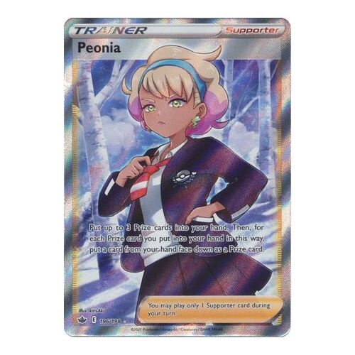 Peonia 196/198 SWSH Chilling Reign Full Art Holo Ultra Rare Pokemon Card NEAR MINT TCG