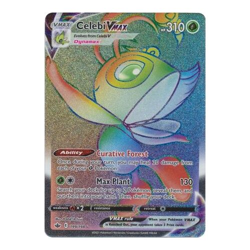 Celebi VMAX 199/198 SWSH Chilling Reign Full Art Holo Hyper Rainbow Rare Pokemon Card NEAR MINT TCG