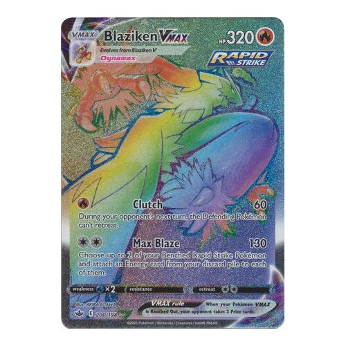 Blaziken VMAX 200/198 SWSH Chilling Reign Full Art Holo Hyper Rainbow Rare Pokemon Card NEAR MINT TCG