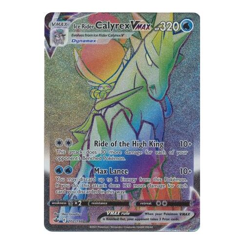 Ice Rider Calyrex VMAX 202/198 SWSH Chilling Reign Full Art Holo Hyper Rainbow Rare Pokemon Card NEAR MINT TCG