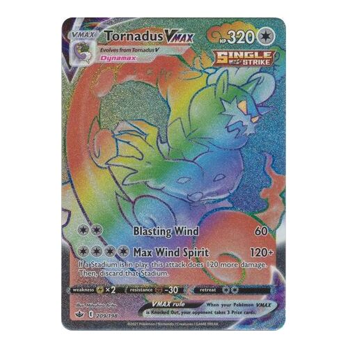 Tornadus VMAX 209/198 SWSH Chilling Reign Full Art Holo Hyper Rainbow Rare Pokemon Card NEAR MINT TCG