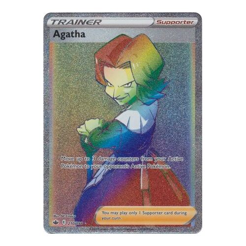 Agatha 210/198 SWSH Chilling Reign Full Art Holo Hyper Rainbow Rare Pokemon Card NEAR MINT TCG