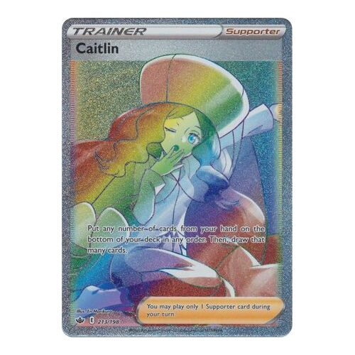 Caitlin 213/198 SWSH Chilling Reign Full Art Holo Hyper Rainbow Rare Pokemon Card NEAR MINT TCG