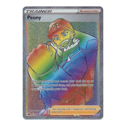 Peony 220/198 SWSH Chilling Reign Full Art Holo Hyper Rainbow Rare Pokemon Card NEAR MINT TCG