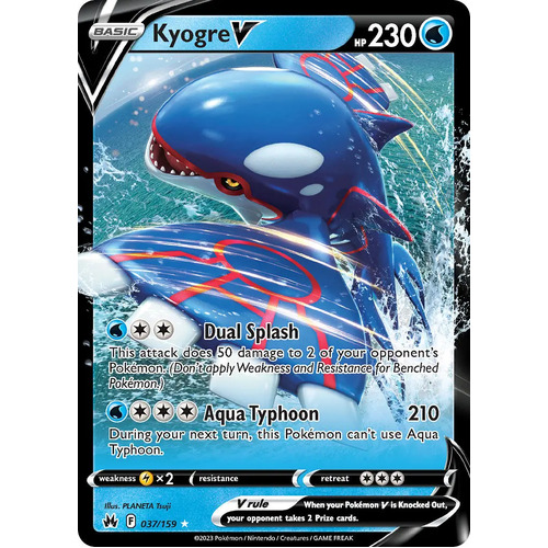Kyogre V 037/159 SWSH Crown Zenith Holo Ultra Rare Pokemon Card NEAR MINT TCG