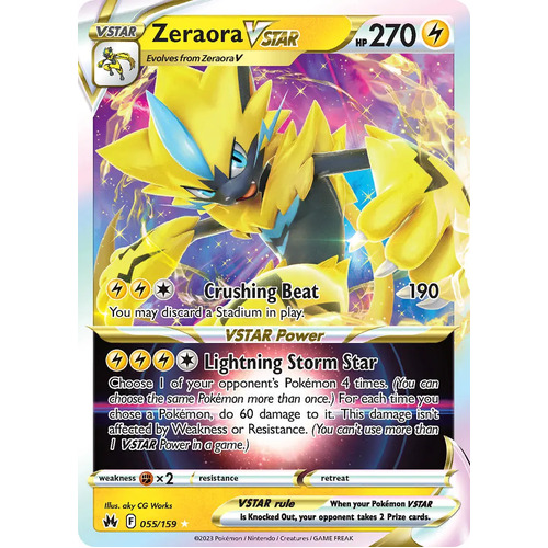 Zeraora VSTAR 055/159 SWSH Crown Zenith Holo Ultra Rare Pokemon Card NEAR MINT TCG
