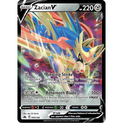 Zacian V 095/159 SWSH Crown Zenith Holo Ultra Rare Pokemon Card NEAR MINT TCG