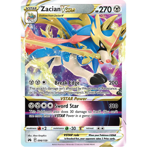 Zacian VSTAR 096/159 SWSH Crown Zenith Holo Ultra Rare Pokemon Card NEAR MINT TCG