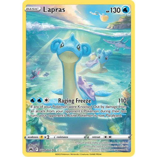Lapras GG05/GG70 Holo Crown Zenith Galarian Gallery Rare Pokemon Card NEAR MINT TCG
