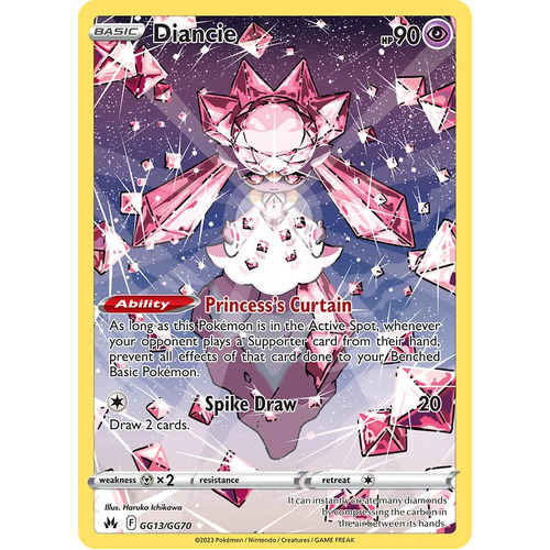 Diancie GG13/GG70 Holo Crown Zenith Galarian Gallery Rare Pokemon Card NEAR MINT TCG