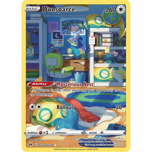 Dunsparce GG23/GG70 Holo Crown Zenith Galarian Gallery Rare Pokemon Card NEAR MINT TCG