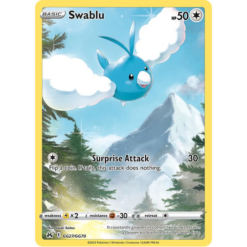 Swablu GG27/GG70 Holo Crown Zenith Galarian Gallery Rare Pokemon Card NEAR MINT TCG