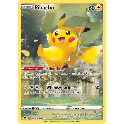 Pikachu GG30/GG70 Holo Crown Zenith Galarian Gallery Rare Pokemon Card NEAR MINT TCG