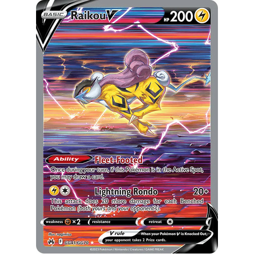 Raikou V GG41/GG70 Holo Full Art Crown Zenith Galarian Gallery Rare Pokemon Card NEAR MINT TCG