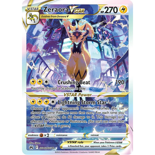 Zeraora VSTAR GG43/GG70 Holo Full Art Crown Zenith Galarian Gallery Rare Pokemon Card NEAR MINT TCG