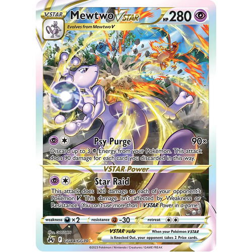 Mewtwo VSTAR GG44/GG70 Holo Full Art Crown Zenith Galarian Gallery Rare Pokemon Card NEAR MINT TCG