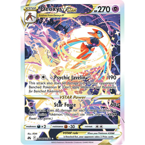 Deoxys VSTAR GG46/GG70 Holo Full Art Crown Zenith Galarian Gallery Rare Pokemon Card NEAR MINT TCG