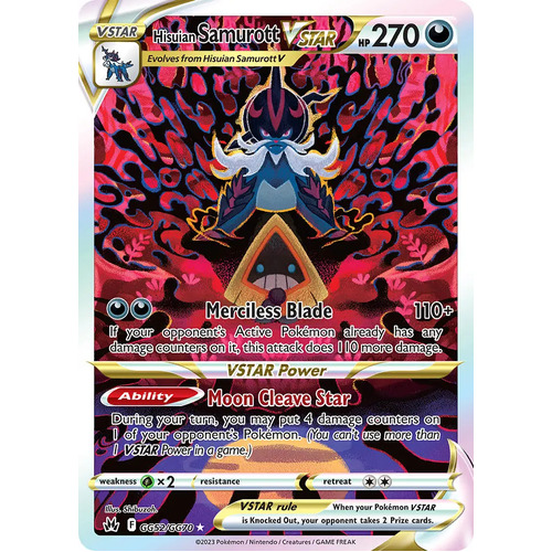 Hisuian Samurott VSTAR GG52/GG70 Holo Full Art Crown Zenith Galarian Gallery Rare Pokemon Card NEAR MINT TCG