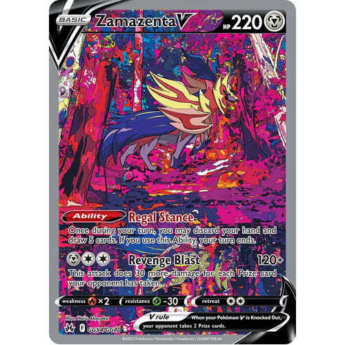 Zamazenta V GG54/GG70 Holo Full Art Crown Zenith Galarian Gallery Rare Pokemon Card NEAR MINT TCG