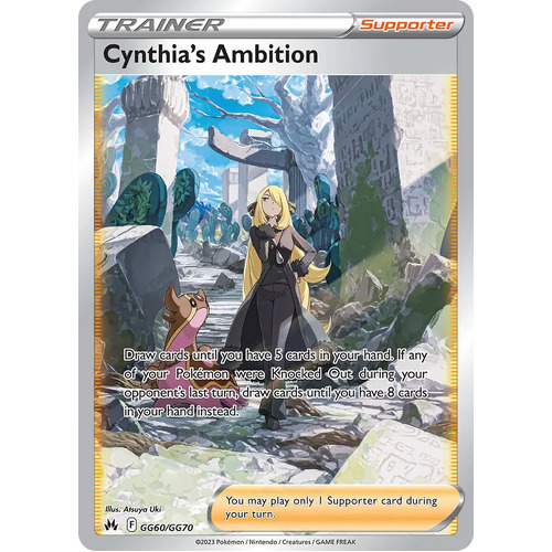 Cynthia's Ambition GG60/GG70 Holo Full Art Crown Zenith Galarian Gallery Rare Pokemon Card NEAR MINT TCG