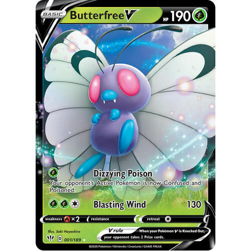 Butterfree V 1/189 SWSH Darkness Ablaze Holo Ultra Rare Pokemon Card NEAR MINT TCG