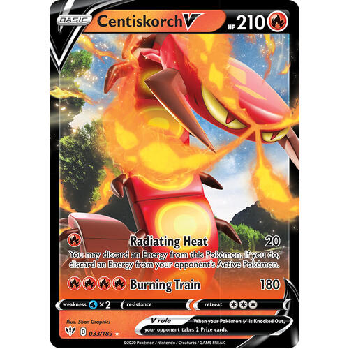 Centiskorch V 33/189 SWSH Darkness Ablaze Holo Ultra Rare Pokemon Card NEAR MINT TCG