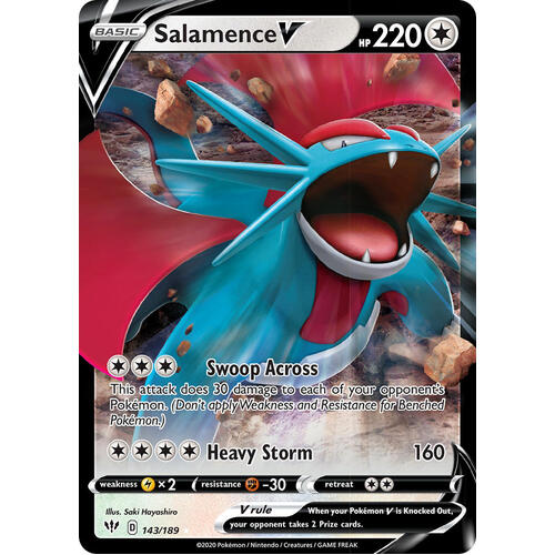Salamence V 143/189 SWSH Darkness Ablaze Holo Ultra Rare Pokemon Card NEAR MINT TCG