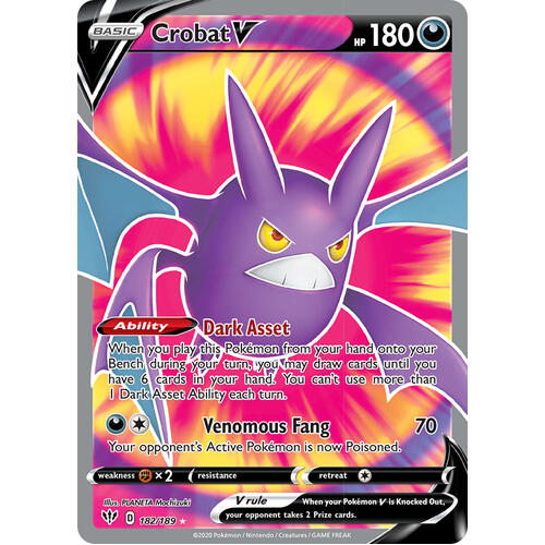 Crobat V 182/189 SWSH Darkness Ablaze Full Art Holo Ultra Rare Pokemon Card NEAR MINT TCG