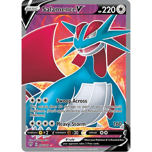 Salamence V 185/189 SWSH Darkness Ablaze Full Art Holo Ultra Rare Pokemon Card NEAR MINT TCG