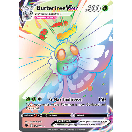 Butterfree VMAX 190/189 SWSH Darkness Ablaze Full Art Holo Hyper Rare Pokemon Card NEAR MINT TCG