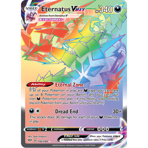 Eternatus VMAX 192/189 SWSH Darkness Ablaze Full Art Holo Hyper Rare Pokemon Card NEAR MINT TCG