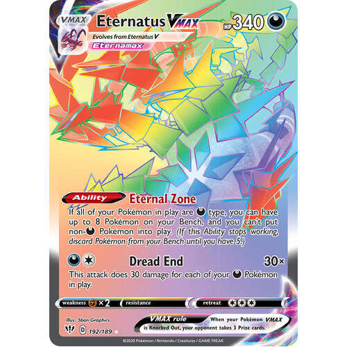 Eternatus VMAX 192/189 SWSH Darkness Ablaze Full Art Holo Hyper Rare Pokemon Card NEAR MINT TCG