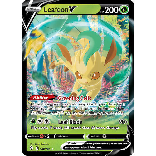 Leafeon V 7/203 SWSH Evolving Skies Holo Ultra Rare Pokemon Card NEAR MINT TCG