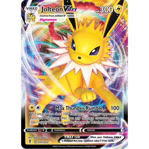 Jolteon VMAX 51/203 SWSH Evolving Skies Full Art Holo Ultra Rare Pokemon Card NEAR MINT TCG