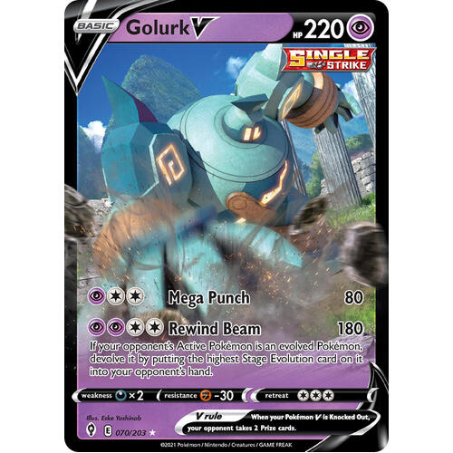 Golurk V 70/203 SWSH Evolving Skies Holo Ultra Rare Pokemon Card NEAR
