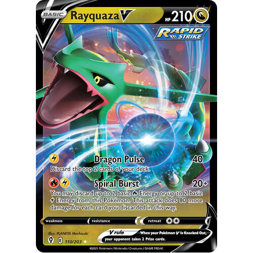 Rayquaza V 110/203 SWSH Evolving Skies Holo Ultra Rare Pokemon Card NEAR MINT TCG