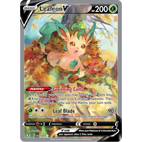 Leafeon V 167/203 SWSH Evolving Skies Full Art Holo Ultra Rare Pokemon Card NEAR MINT TCG