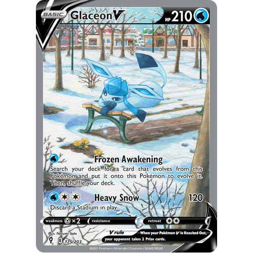Glaceon V 175/203 SWSH Evolving Skies Full Art Holo Ultra Rare Pokemon Card NEAR MINT TCG